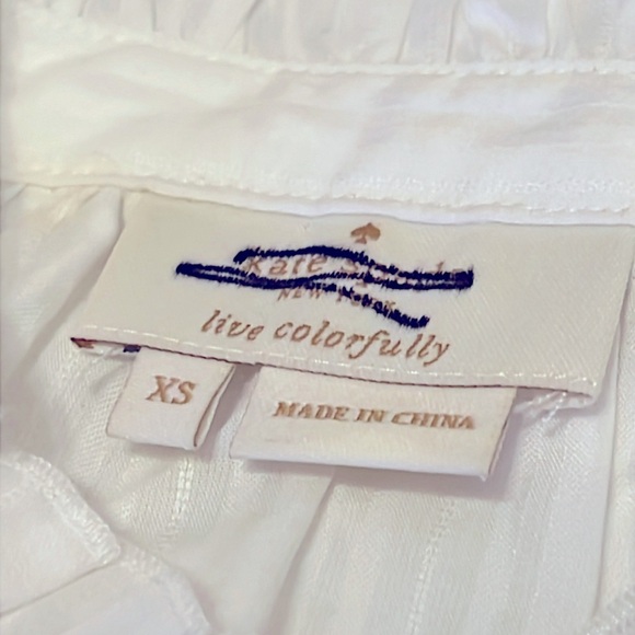 Kate Spade Glen Stripe White Ruffle blouse XS - Picture 6 of 7